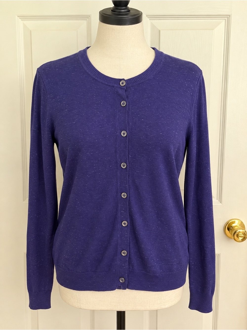 Nicole Miller Original Women’s Blue Purple Metallic Sparkle Cardigan Size Medium